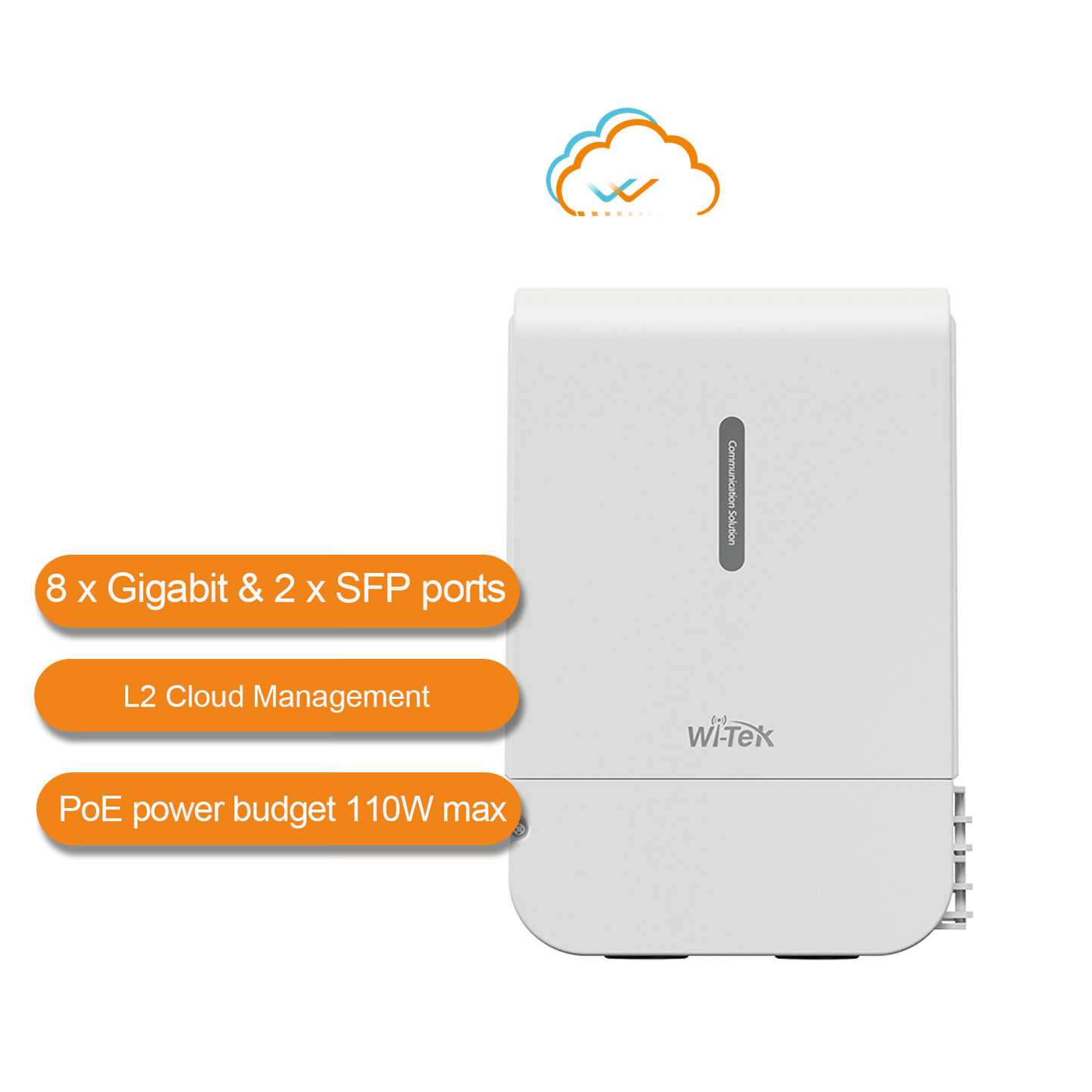 WI-PCMS310GF-O(V2) - Wi-Tek 8-Port Gigabit Outdoor Cloud PoE Switch