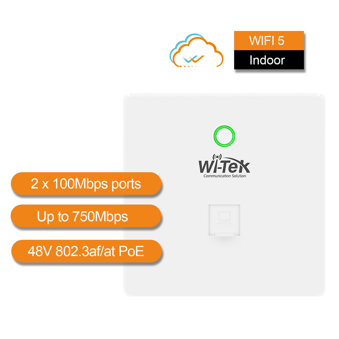 WI-AP415 - Wi-Tek Wi-Fi 5 In-Wall Access Point, 750Mbps