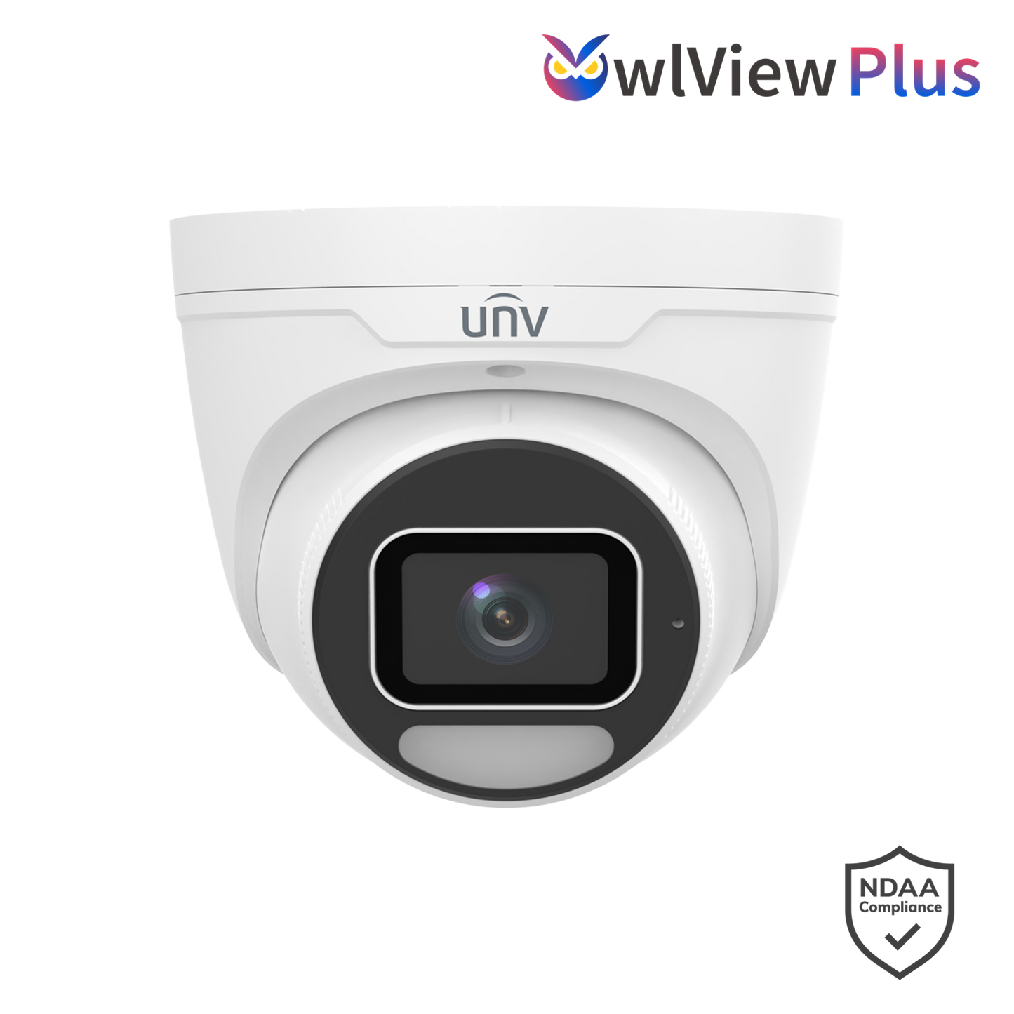Uniview 8MP OwlView Plus Fixed Turret, 2.8mm, Micro SD, WDR, Warm Light 30m, Built-in Mic, IP67, IK10, POE