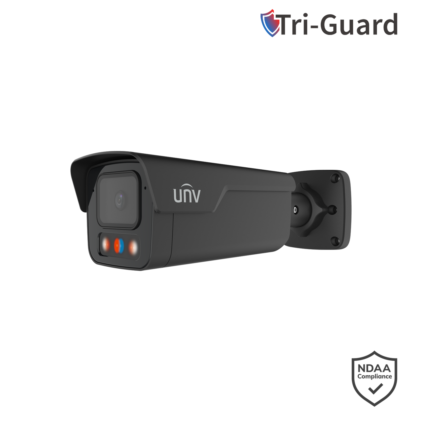 Uniview 6MP Smart Bullet, Perimeter Detection, Human/Vehicle Classification, Red/Blue Light & Audio Warning, W - Black