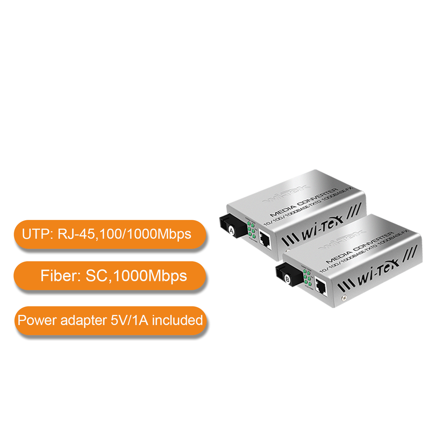 WI-MC101G - Wi-Tek 25km Gigabit Single-Fibre Media Converter