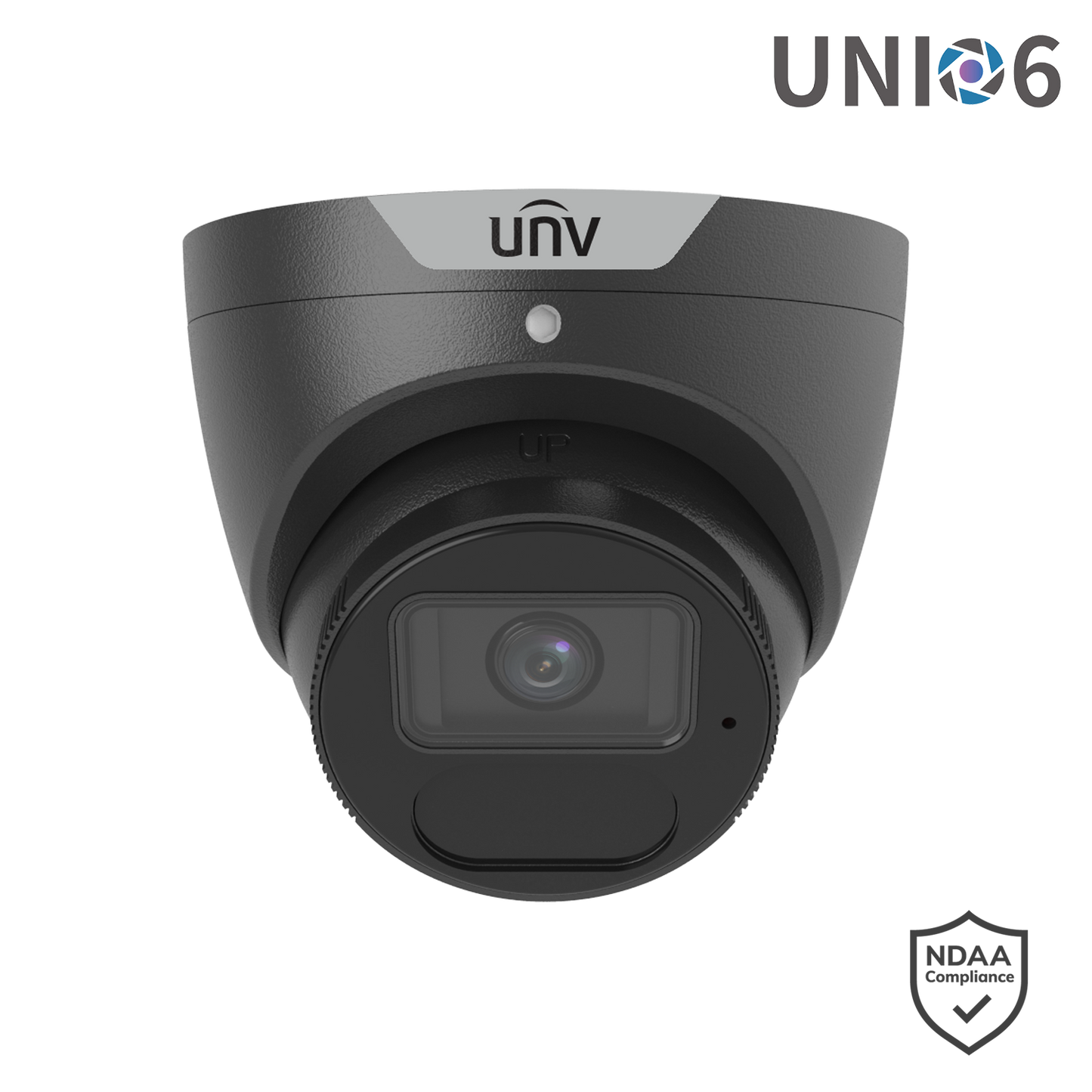 Uniview 6MP Prime Series Fixed LightHunter Turret, 2.8mm, Corridor mode, SD Card, WDR, IR40m, Built-in Mic, IP - Black