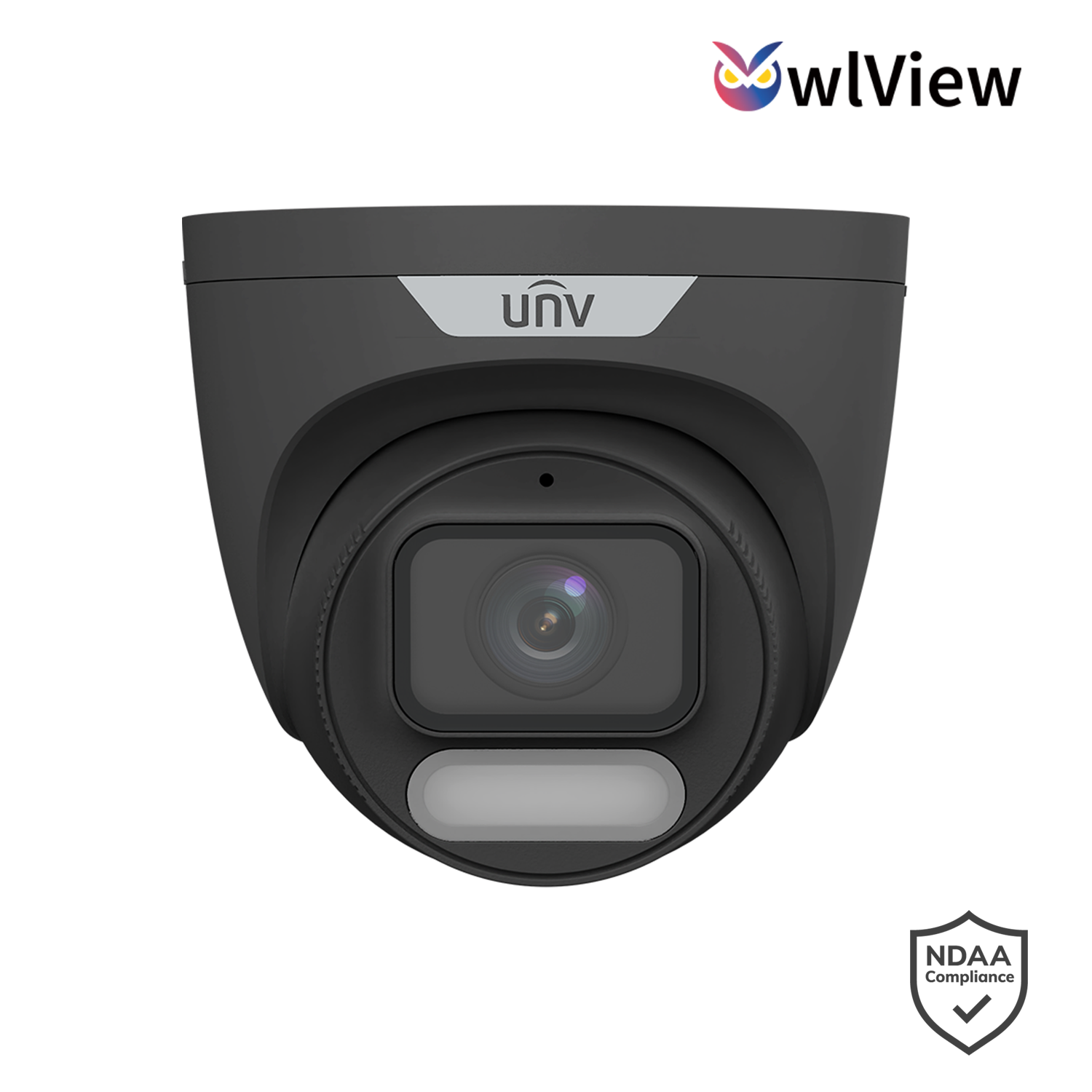 Uniview 8MP OwlView Series Fixed HD ColorHunter Turret, 2.8mm, SD Card, WDR, Warm Light 30m, Built-in Mic, IP6 - Black
