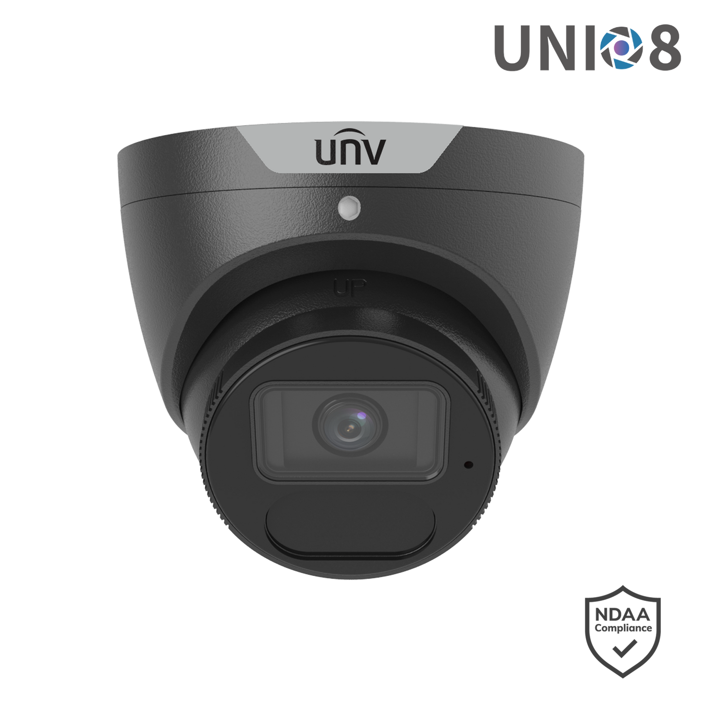 Uniview 8MP Prime Series Fixed LightHunter Turret, 2.8mm, Corridor mode, SD Card, WDR, IR40m, Built-in Mic, IP - Black