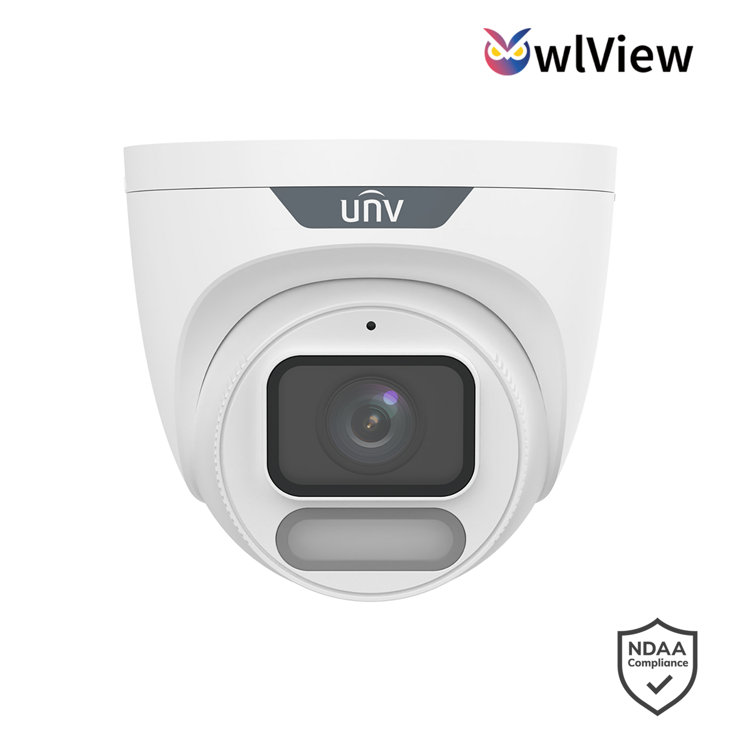 Uniview 8MP OwlView Series Fixed HD ColorHunter Turret, 2.8mm, SD Card, WDR, Warm Light 30m, Built-in Mic, IP6 - White