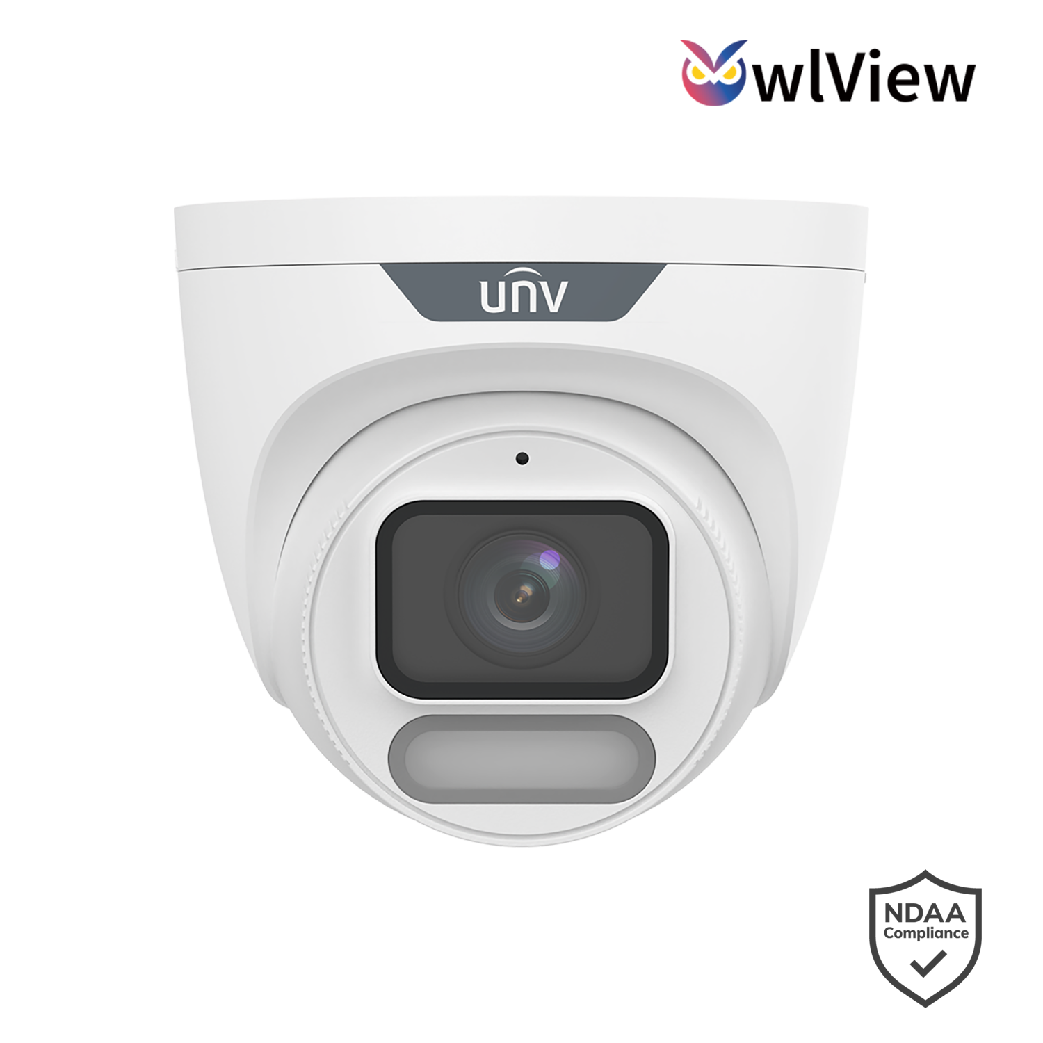 Uniview 8MP OwlView Series Fixed HD ColorHunter Turret, 2.8mm, SD Card, WDR, Warm Light 30m, Built-in Mic, IP6 - White