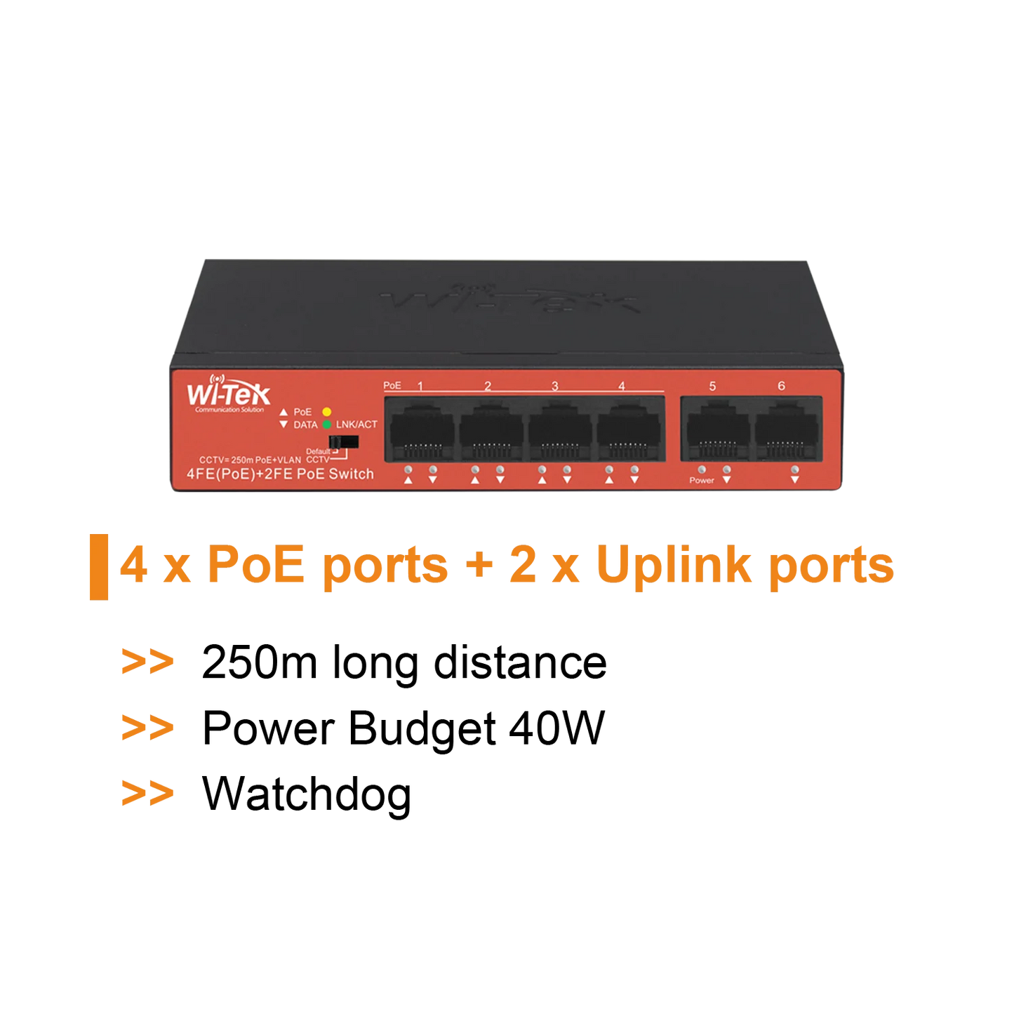 WI-TEK ECONOMIC 4 PORTS POE SWITCH