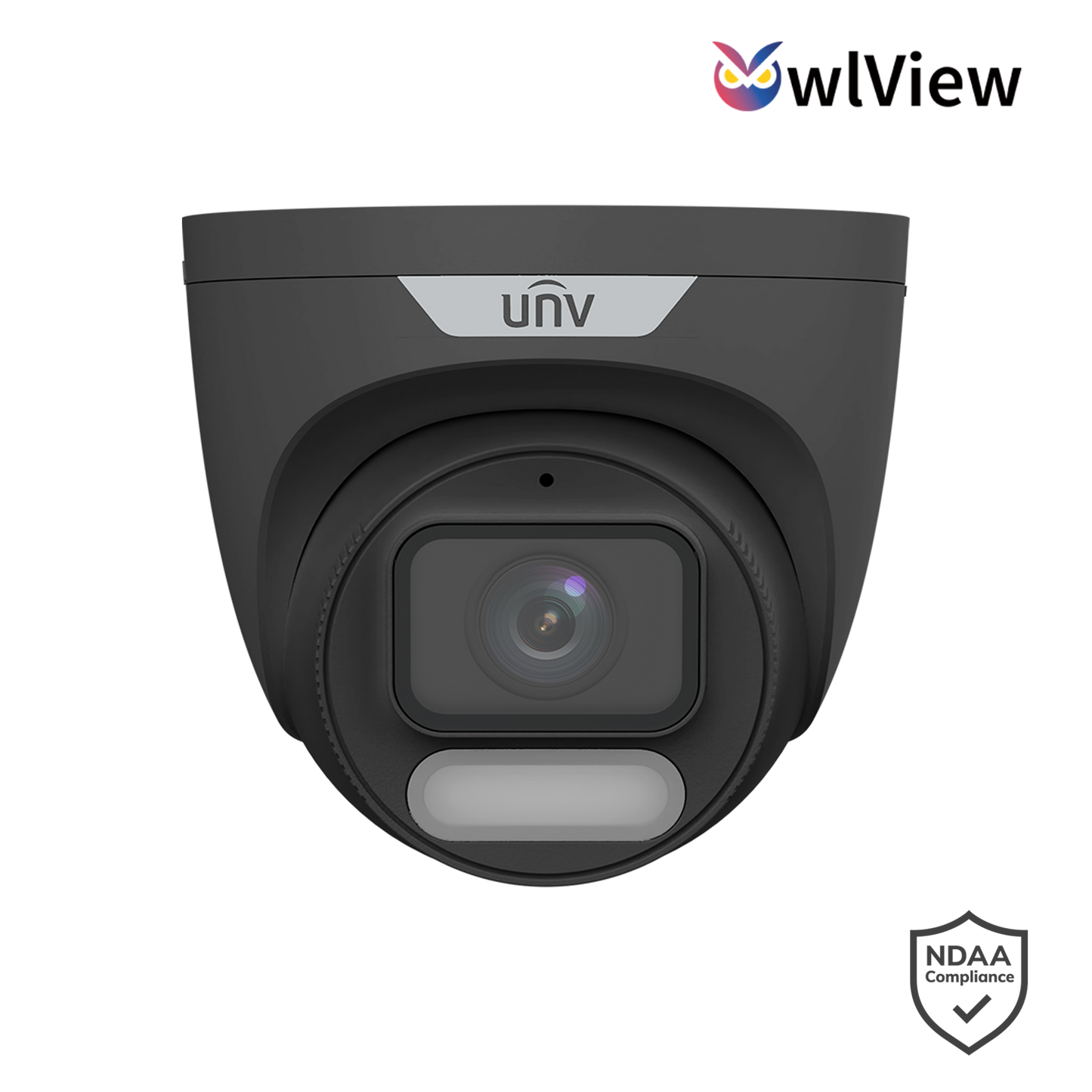 Uniview 6MP OwlView Series Fixed HD ColorHunter Turret, 2.8mm, SD Card, WDR, Warm Light 30m, Built-in Mic, IP6 - Black