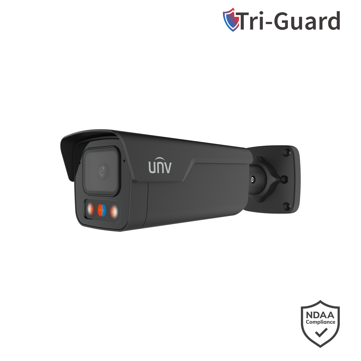 Uniview 8MP Smart Bullet, Perimeter Detection, Human/Vehicle Classification, Red/Blue Light & Audio Warning, W - Black