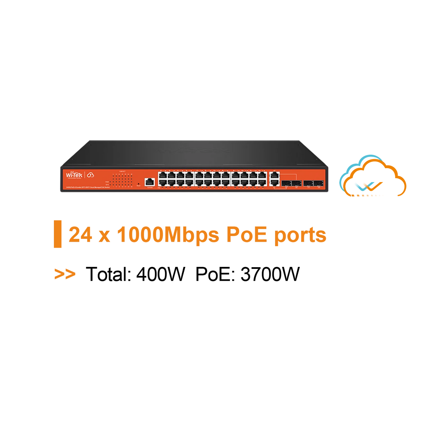 WI-TEK GIGA CLOUD MANAGED 24 PORTS POE SWITCH
