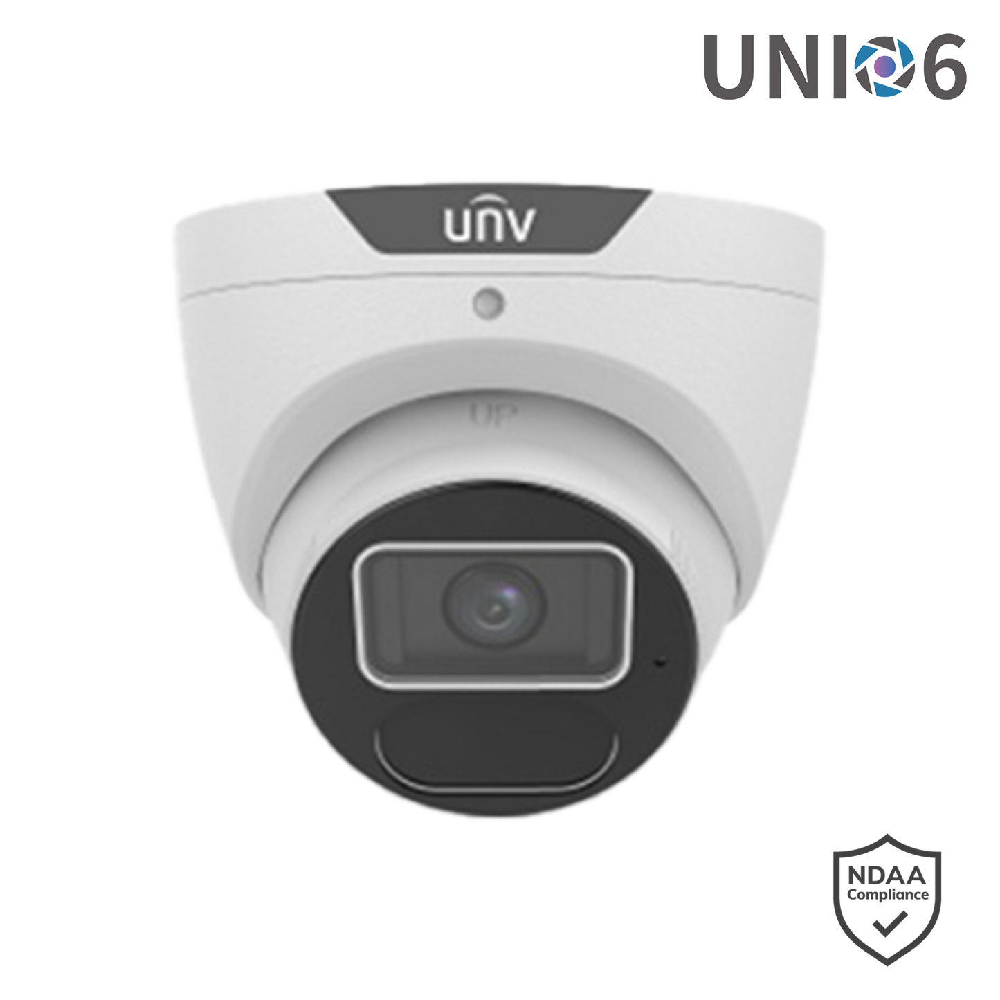 Uniview 6MP Prime Series Fixed LightHunter Turret, 2.8mm, Corridor mode, SD Card, WDR, IR40m, Built-in Mic, IP - White