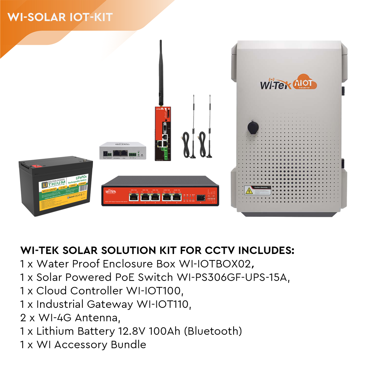 WI-SOLAR IOT-KIT - Wi-Tek Solar IoT Box Kit for CCTV
