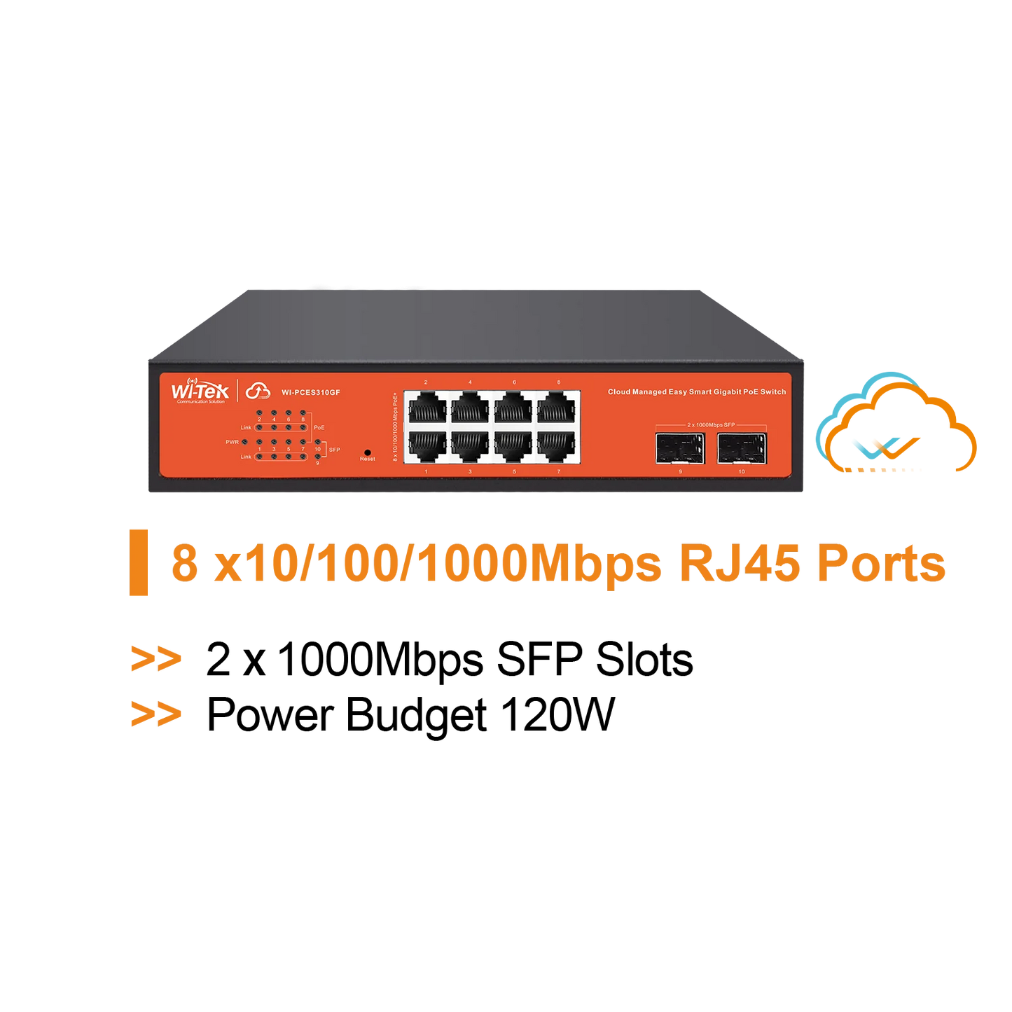 WI-TEK CLOUD EASY SMART 8 PORTS POE SWITCH